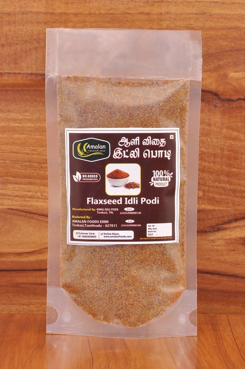 Aali Vidhai Idli Podi -100g
ஆளி விதை இட்லி பொடி ( Flax Seed)